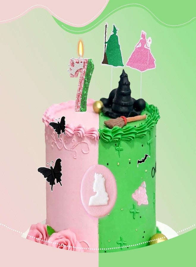 ElekFX Pink and Green Birthday Number Candle, Wicked Birthday Number Candle, Cake Topper Decoration for Birthday Party Decorations (Number 7) - Image 5